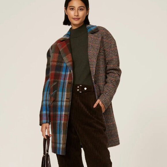 Veronica Beard Jackets & Blazers - Veronica Beard India Patchwork Dickey Plaid Houndstooth 100% Wool Coat, size M